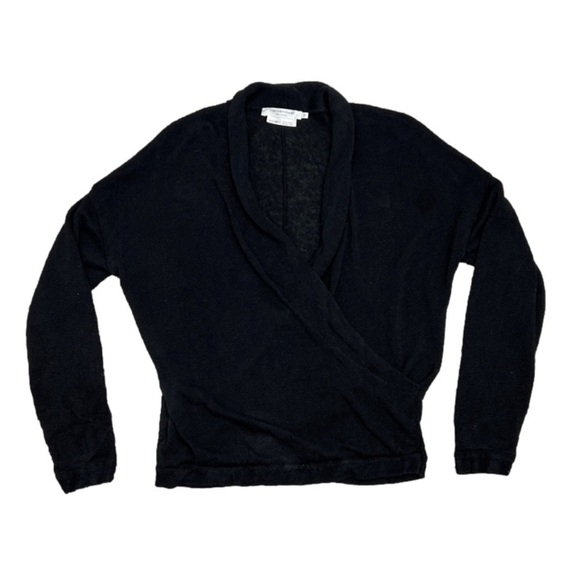 Simons Contemporaine 100% organic linen black draped shawl collar pull over L - Picture 2 of 7